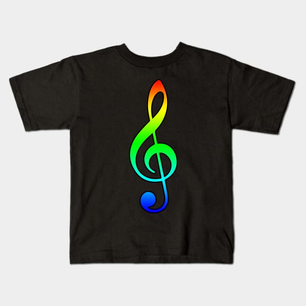 Rainbow Treble Clef Kids T-Shirt by Kelly Louise Art